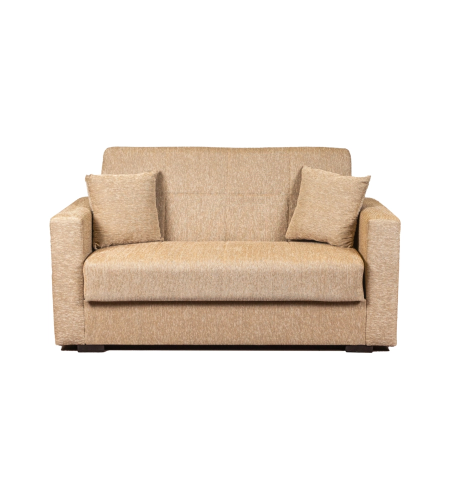 Divano letto "nora" 2 posti in tessuto beige, 155x80x87 cm